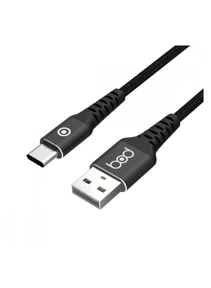 BOD 2.1A Current Output Type-C Data Sync And Charging Cable Black Nylon Braided 1.2M - Image 4