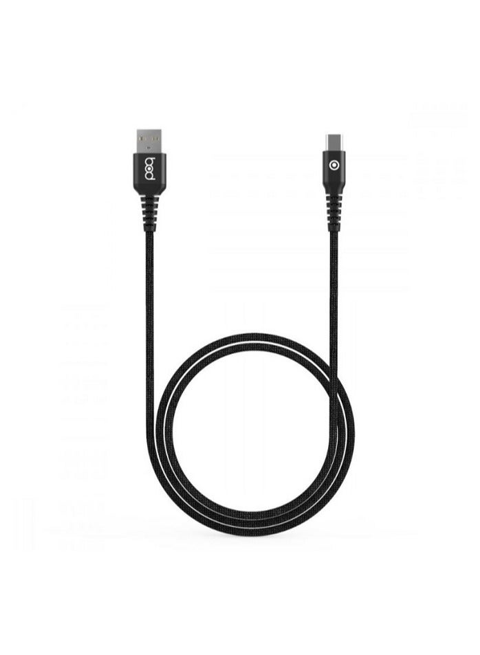BOD 2.1A Current Output Type-C Data Sync And Charging Cable Black Nylon Braided 1.2M - Image 5