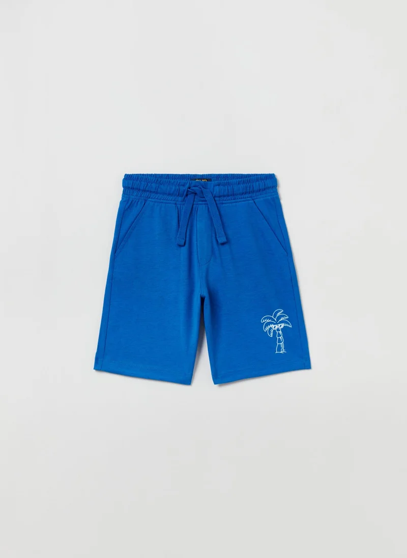 Ovs Bermuda Joggers With Palm Print