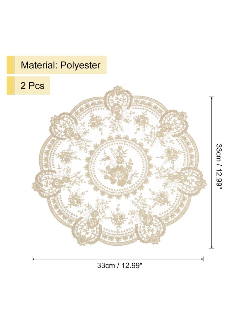 Winner 2Pcs Retro Lace Placemats, 13x13inch Round French Crochet Doilies Delicate Embroidered Vase Mat Coaster for Dining Table Home Decoration - Image 2