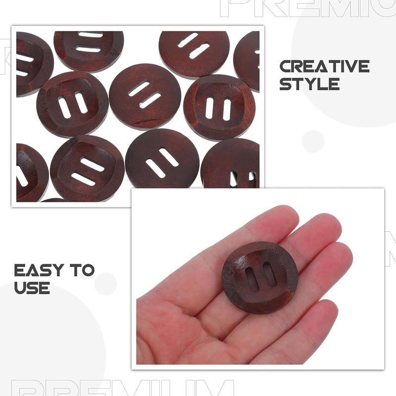 50pcs Flatback Wooden Buttons - Decorative Buttons for DIY Sewing & Wood Craft Clothes Accessories, Decorative Craft Fastener for Coat Sweaters 30MM/1" - Image 3