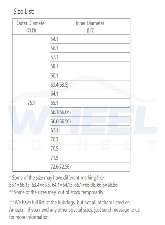 WHEEL CONNECT حلقات توسيط محور العجلة من ويل كونكت، من 75.1 إلى 66.6 مم، حلقات محور من سبائك الألومنيوم، من 66.56 إلى 75.1 مم، طقم من 4 قطع، القطر الخارجي: 75.1 مم - القطر الداخلي: 66.6 مم. - Image 3