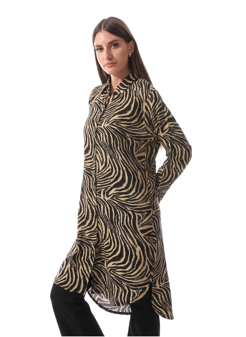 Caesar - Women Tiger Long Blouse And Long Sleeves - Image 1