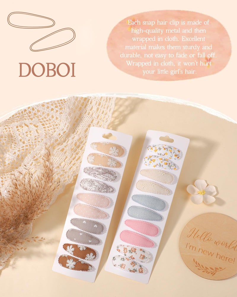 doboi 20Pcs Toddler Hair Clips Hair Barrettes Baby Girls Hair Bows Clips Floral Print Non Slip Snap Hairpins Flower Hair Clips for Girls Kids Toddler Hair Accessories - Image 3