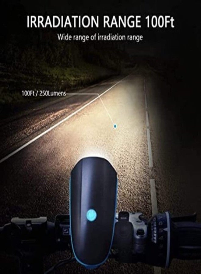 BLACKBELL USB Rechargeable 250 Lumen LED Front Light with 140 DB Horn, 3 Modes, Blue, IPX5 Waterproof - Image 3
