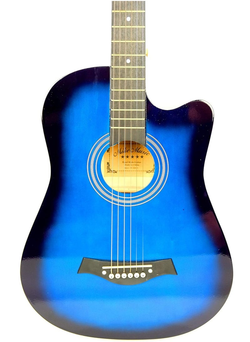 Mike Music - 38 Inch Acoustic Guitar for Beginner Adult Teen, Full Size Guitar Acoustic 6-Strings Acoustic Guitar Set With Accessories Gig Bag, Picks, Right Hand, Glossy Blue - Image 1