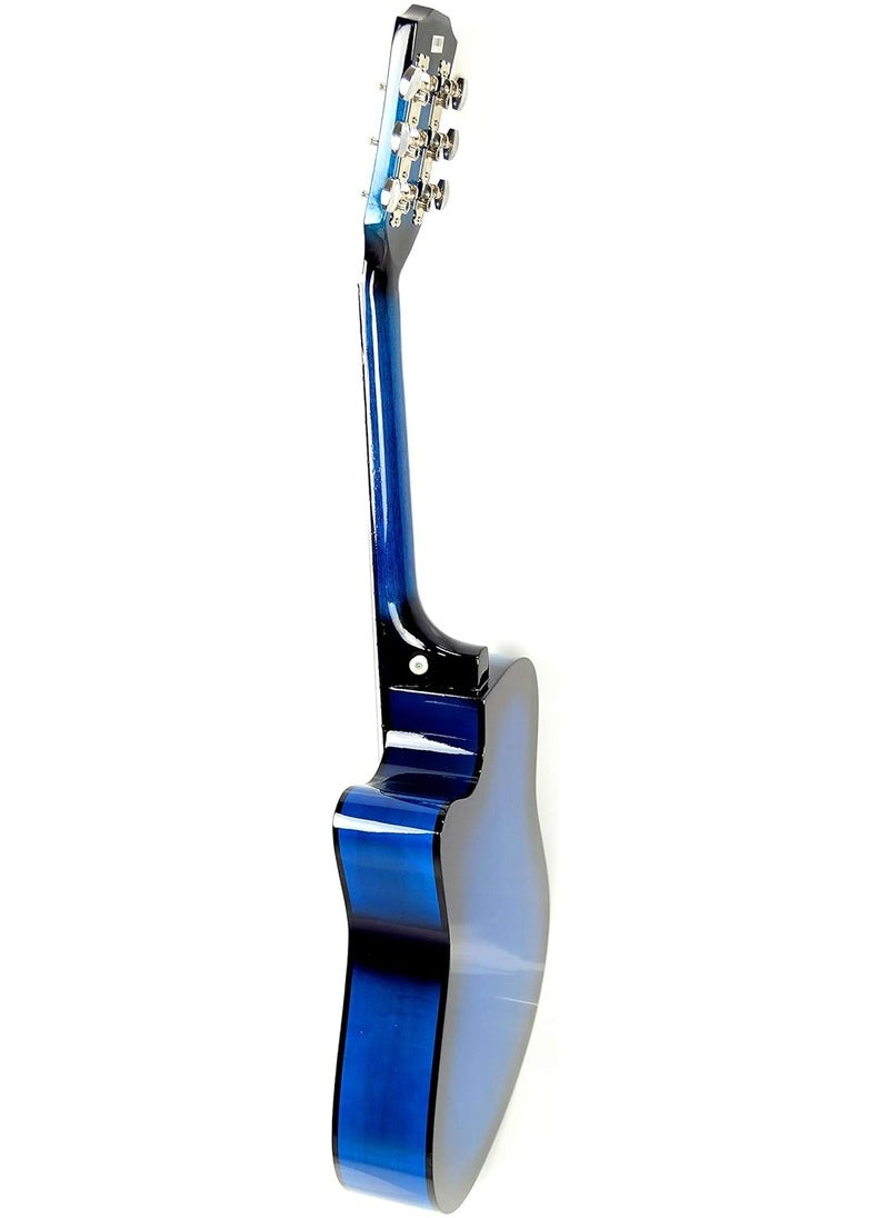 Mike Music - 38 Inch Acoustic Guitar for Beginner Adult Teen, Full Size Guitar Acoustic 6-Strings Acoustic Guitar Set With Accessories Gig Bag, Picks, Right Hand, Glossy Blue - Image 1
