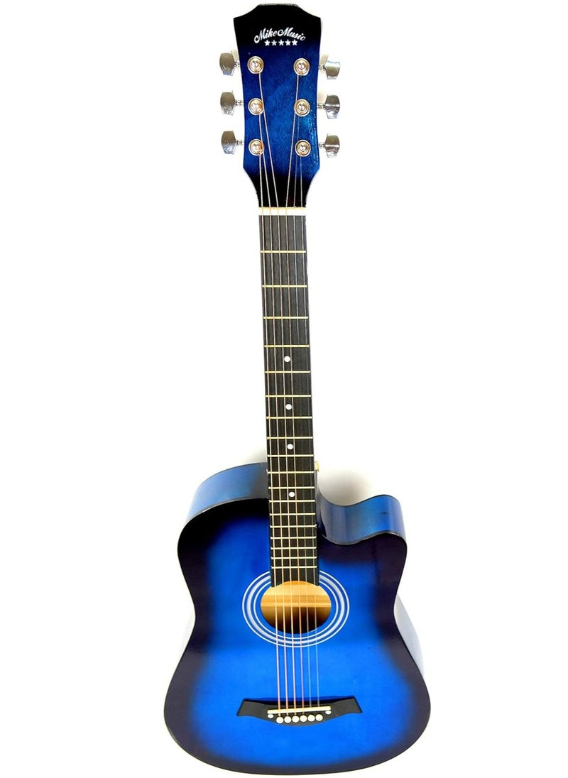 Mike Music - 38 Inch Acoustic Guitar for Beginner Adult Teen, Full Size Guitar Acoustic 6-Strings Acoustic Guitar Set With Accessories Gig Bag, Picks, Right Hand, Glossy Blue - Image 1
