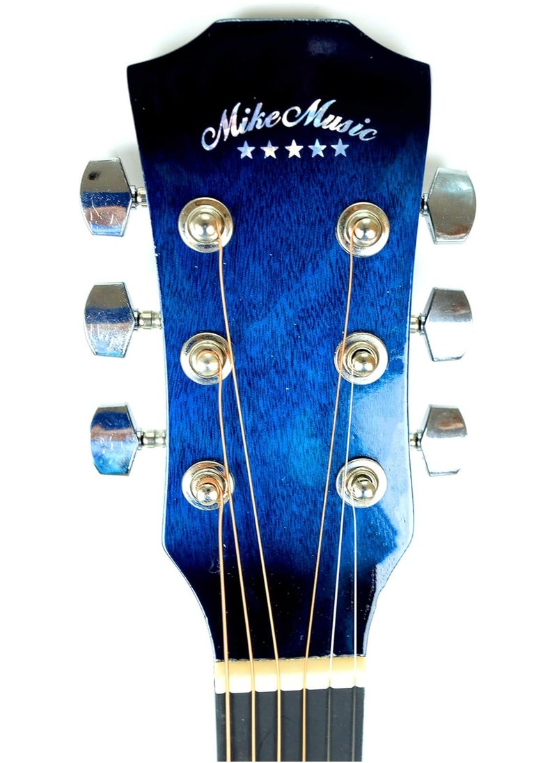 Mike Music - 38 Inch Acoustic Guitar for Beginner Adult Teen, Full Size Guitar Acoustic 6-Strings Acoustic Guitar Set With Accessories Gig Bag, Picks, Right Hand, Glossy Blue - Image 1