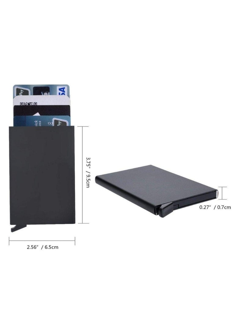 Credit Card Holder Wallet With Rfid Protection, One Click 6 Cards Slide Out - - Image 3