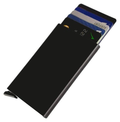 حافظه كروت - حامل بطاقات - محفظة كروت ائتمانية - حامل كريدت كارد -محفظة حامل بطاقات الائتمان مع حماية Rfid، بنقرة واحدة تنزلق 6 بطاقات