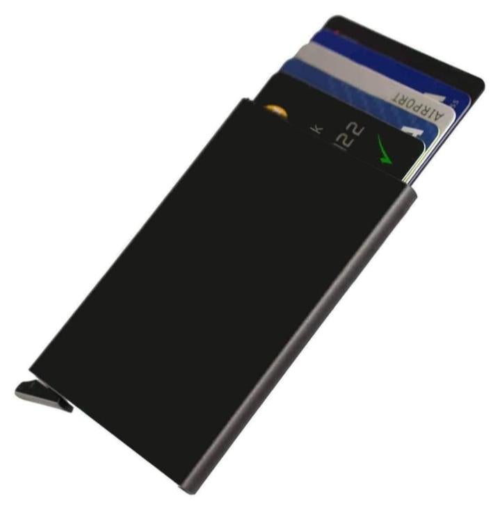 Credit Card Holder Wallet With Rfid Protection, One Click 6 Cards Slide Out - - Image 1