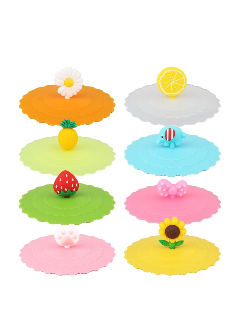 Silicone Cup Lids Mug Cover, 8 Colorful Silicone Cup Lids - Reusable, Anti-Dust, and Perfect for Any Cup or Mug! - Image 1