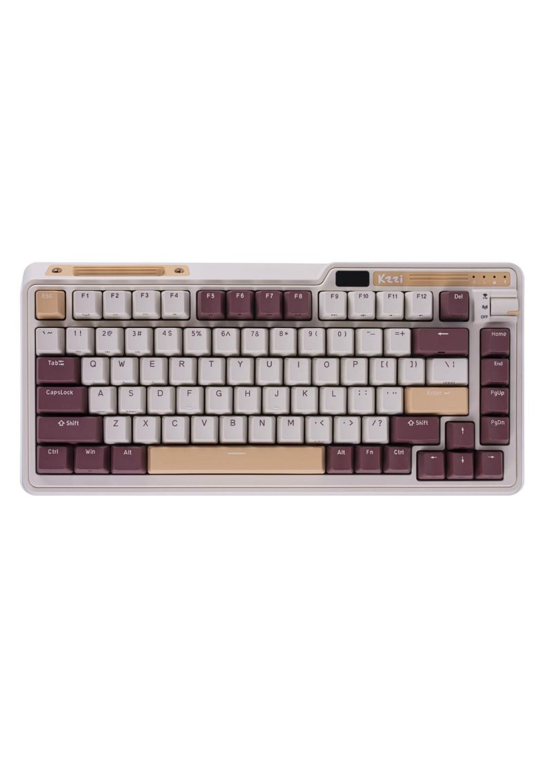 Kzzi K75 PRO Mousse Cake RGB 75% Wireless Gasket Tri-Mode Connectable Mechanical Keyboard, 82 Keys Hot Swappable Gaming Keyboard with Knob and Power Display, Custom Tactile Switches  - Image 1