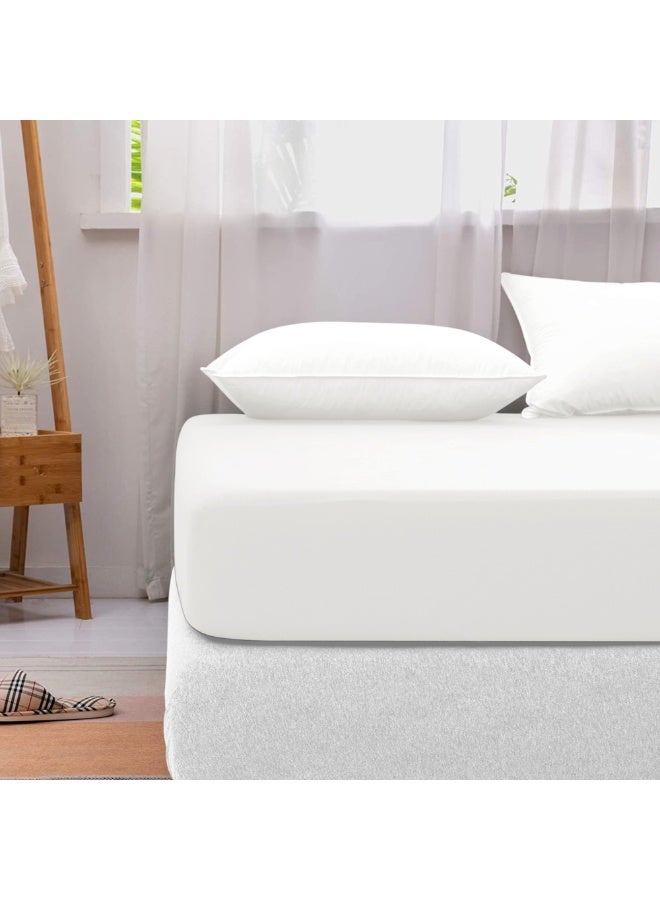 Lavish Touch Cotton Poly Modal Fitted Sheet White 1250 TC King (182 x 203 cms) All elastic - Image 1