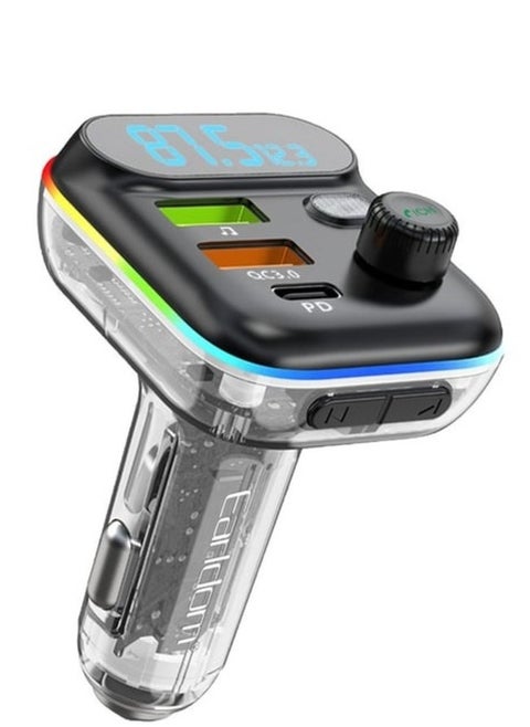 "EARLDOM M80 Bluetooth USB 3.0 and Type-C PD Fast Charge FM Transmitter Black"