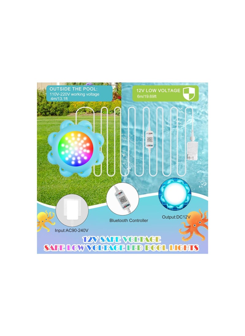 silvercnc - LED Pool Lights for Inground Pool,Underwater Lights with APP&Remote Control,Upgraded Rechargeable Submersible LED Lights with IP68 Waterproof,Smart Pool Lights for Inground Above Ground Pool (RGB-10W) - Image 1