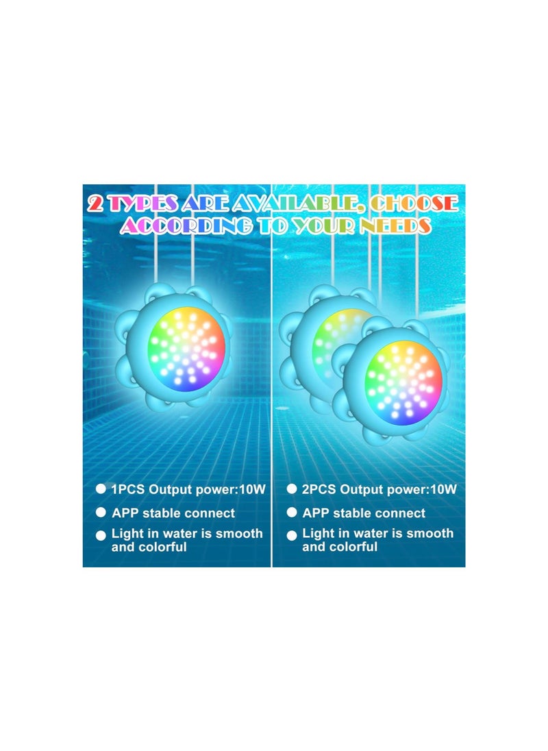 silvercnc - LED Pool Lights for Inground Pool,Underwater Lights with APP&Remote Control,Upgraded Rechargeable Submersible LED Lights with IP68 Waterproof,Smart Pool Lights for Inground Above Ground Pool (RGB-10W) - Image 1
