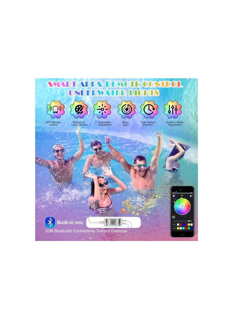 silvercnc - LED Pool Lights for Inground Pool,Underwater Lights with APP&Remote Control,Upgraded Rechargeable Submersible LED Lights with IP68 Waterproof,Smart Pool Lights for Inground Above Ground Pool (RGB-10W) - Image 1