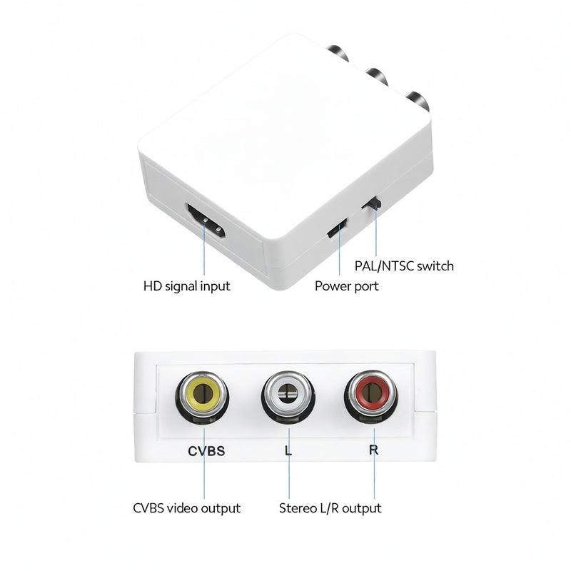 محول HD إلى AV محول إشارة رقمية إلى فيديو RCA يدعم دقة 1080P ويناسب معايير NTSC/PAL وتتوافق على نطاق واسع - لون أبيض - Image 5