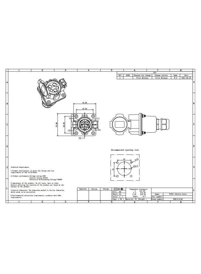 Acouto EV Charger Connector Type 1 Power Vehicles AC Charger Plug Type 1 Single Phase 240V 16A 32A Universal CE TUV SAE J1772 Approved - Image 5
