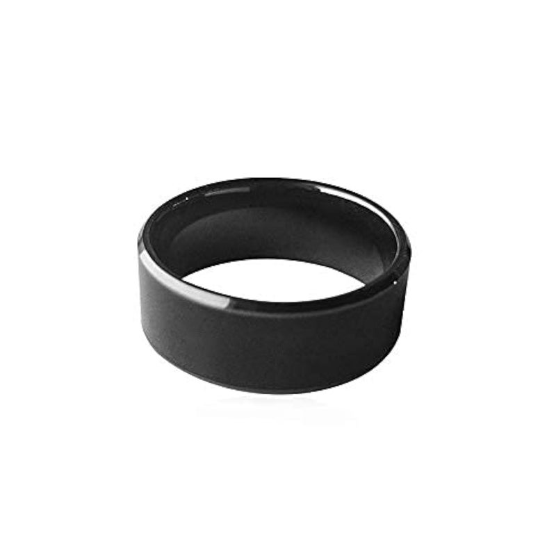 hecere Waterproof Ceramic NFC Ring, NFC Forum Type 2 215 496 bytes Chip Universal for Mobile Phone, All-round Sensing Technology Wearable Smart Ring, Wide Surface Fasion Ring (8#) - Image 1