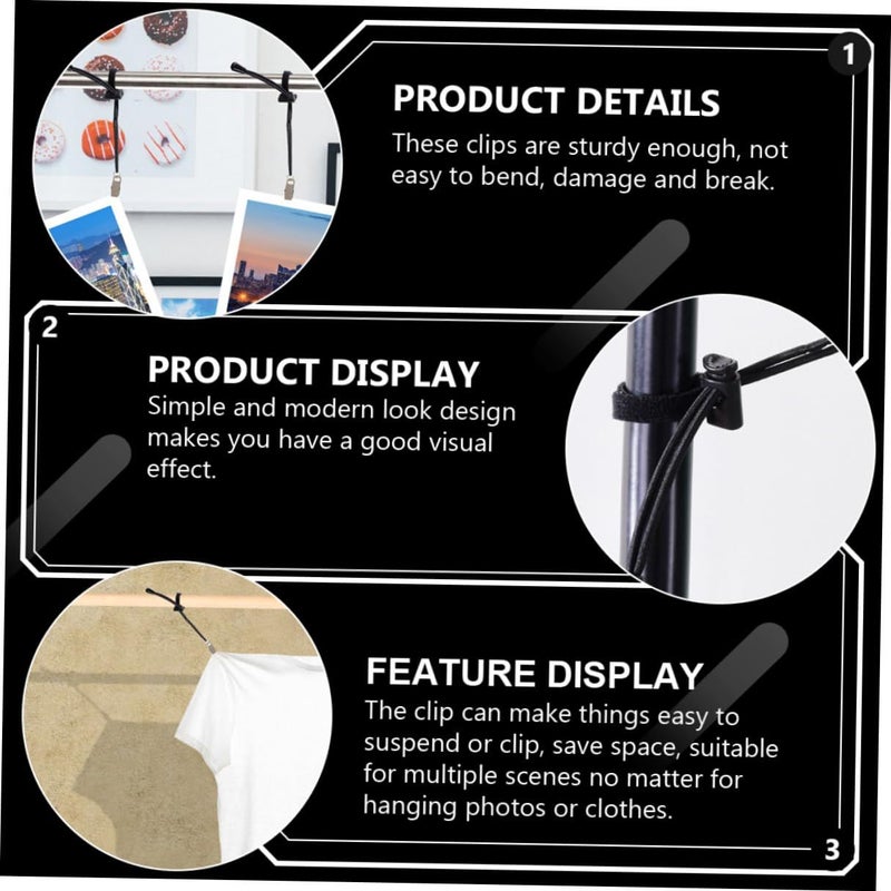 12 Pieces Adjustable Elastic Photography Clips Backdrop Clamps Windproof Fixed Pegs For Photo Studio Background Support Black - Image 5