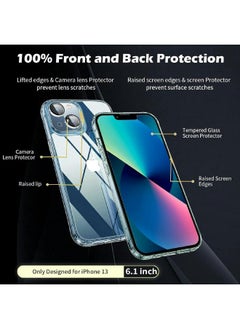 Generic iPhone 13 Slim Transparent Case with 1 Pack Tempered Glass Screen Protector and 1 Pack Camera Lens Protector Mobile Cover for iPhone 13 (6.1 Inch) (3in1)  - Image 2