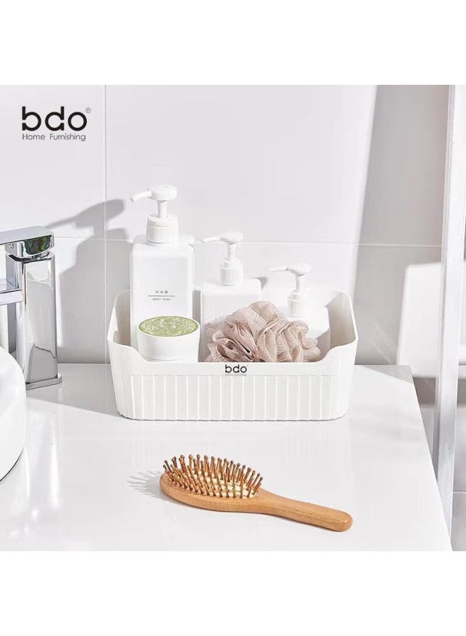 Bdo Desktop Storage Box, Office Desk Organizer, Home Spice Storage, Bathroom Cosmetics Organizer, Large White, 1 Piece