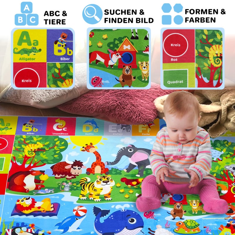 QUOKKA Baby Play Mat for Floor Plush ABC Playmat for Toddlers and Infants - Large Padded Non-Slip Nursery Rug for Babies Crawling and Playing - Foldable Care Mat for Playroom - Image 3