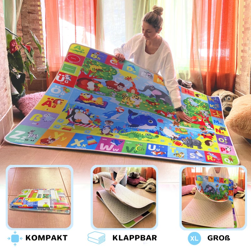 QUOKKA Baby Play Mat for Floor Plush ABC Playmat for Toddlers and Infants - Large Padded Non-Slip Nursery Rug for Babies Crawling and Playing - Foldable Care Mat for Playroom - Image 4