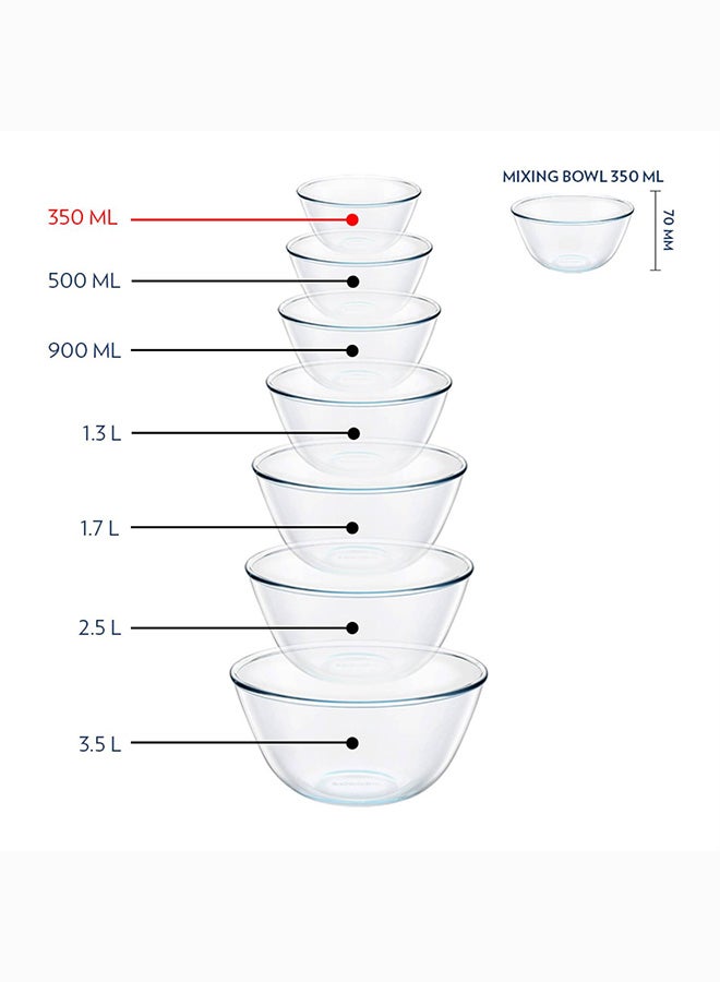 Borosil Borosilicate Round Glass Mixing Bowl Oven Safe Mixing Bowl Glass Serving Bowl 350 ml Transparent - Image 2