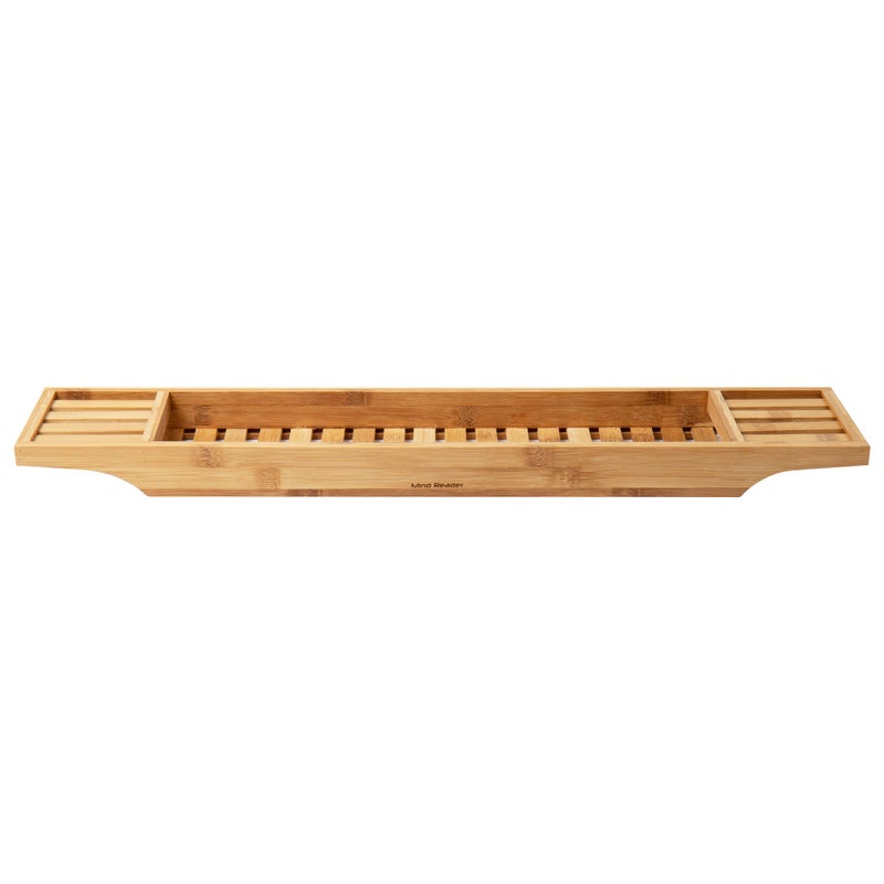 Mind Reader Bathtub Tray, Shower Organizer, Bathroom Accessory, Wood Tray, Rayon from Bamboo, 27.5" L x 5.75" Wx 1.75" H, Brown - Image 4
