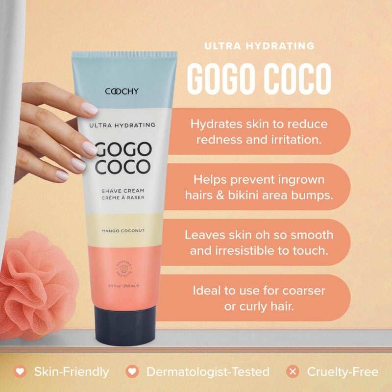 Coochy Ultra Hydrating Shaving Cream | Prevents Irritation, Bumps & Dry Skin | Doubles as Hair Conditioner | Coconut Oil, Tea Tree Oil, Jojoba Oil, Shea Butter & Aloe Vera | Mango Coconut 8.5oz/250mL - Image 2