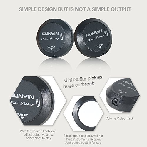 SUNYIN Acoustic Guitar Pickup,Piezo Transducer Contact Microphone Self-adhesive Easily AMP UP for Acoustic Classical Violin Ukulele Mandolin Banjo Cello Kalimba Drum (Black) - Image 4