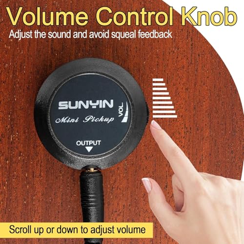 SUNYIN Acoustic Guitar Pickup,Piezo Transducer Contact Microphone Self-adhesive Easily AMP UP for Acoustic Classical Violin Ukulele Mandolin Banjo Cello Kalimba Drum (Black) - Image 3