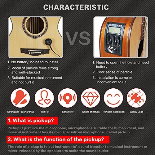 SUNYIN Acoustic Guitar Pickup,Piezo Transducer Contact Microphone Self-adhesive Easily AMP UP for Acoustic Classical Violin Ukulele Mandolin Banjo Cello Kalimba Drum (Black) - Image 5