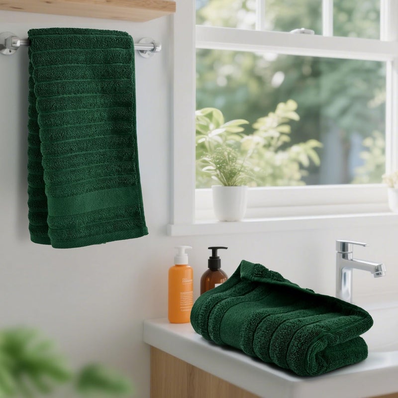 Jacquotha 2-Pack Hand Towels (Forest Green) Ribbed â€“ Kitchen & Bathroom Premium Cotton Towels 13â€ x 29â€, Soft and Quick Drying 480 GSM - Image 3