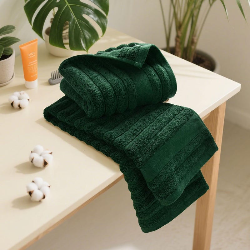 Jacquotha 2-Pack Hand Towels (Forest Green) Ribbed â€“ Kitchen & Bathroom Premium Cotton Towels 13â€ x 29â€, Soft and Quick Drying 480 GSM - Image 2