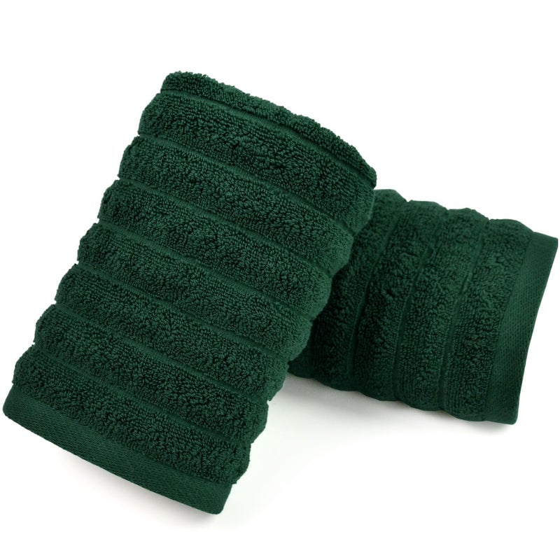 Jacquotha 2-Pack Hand Towels (Forest Green) Ribbed â€“ Kitchen & Bathroom Premium Cotton Towels 13â€ x 29â€, Soft and Quick Drying 480 GSM - Image 1