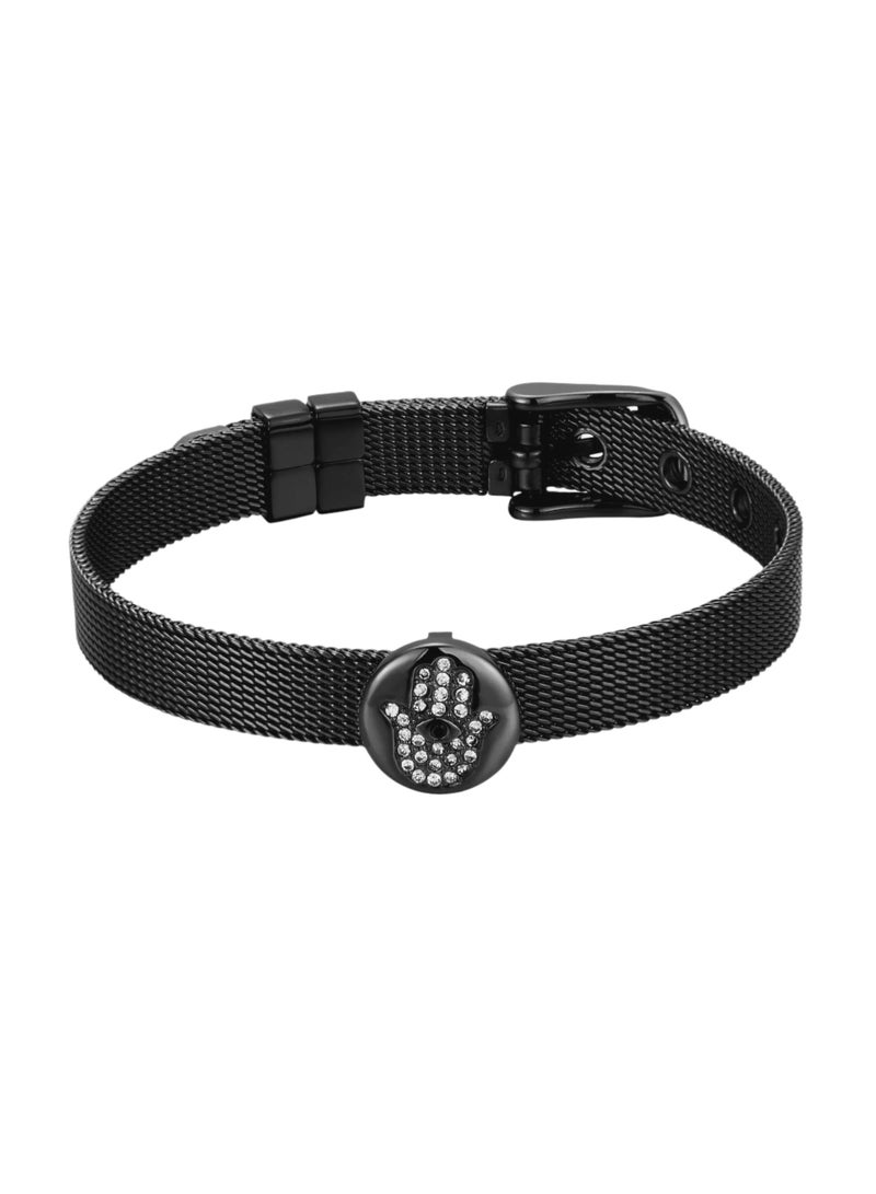 زنك سوار نسائي من زينك باللون الأسود من الستانلس ستيل | ZFBR001B6 - Image 1