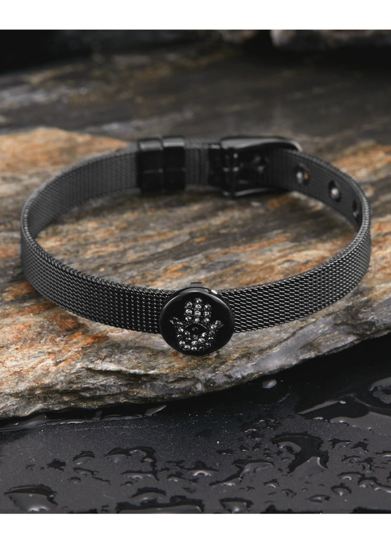 زنك سوار نسائي من زينك باللون الأسود من الستانلس ستيل | ZFBR001B6 - Image 3