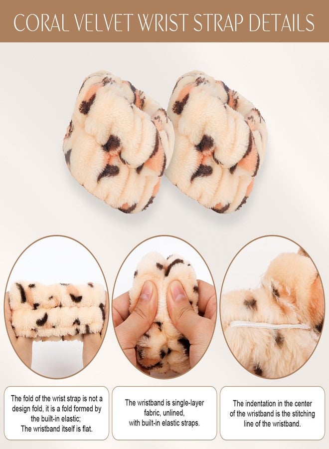 CAVETEE Hairband Set, 6 Pack Spa Headband for Washing Face, Makeup Headband with Wristband for Women, Soft Velvet Fabric, Perfect Size, Leopard Print - Image 5