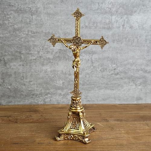 BC BUILDCLASSIC BC Catholic Metal Standing Crucifix, Jesus Christ Cross for Altar, Catholic Wedding Gifts, Devout Home Décor, 7.8" H Zinc Alloy with Gold Plating from Buildclassic - Image 5