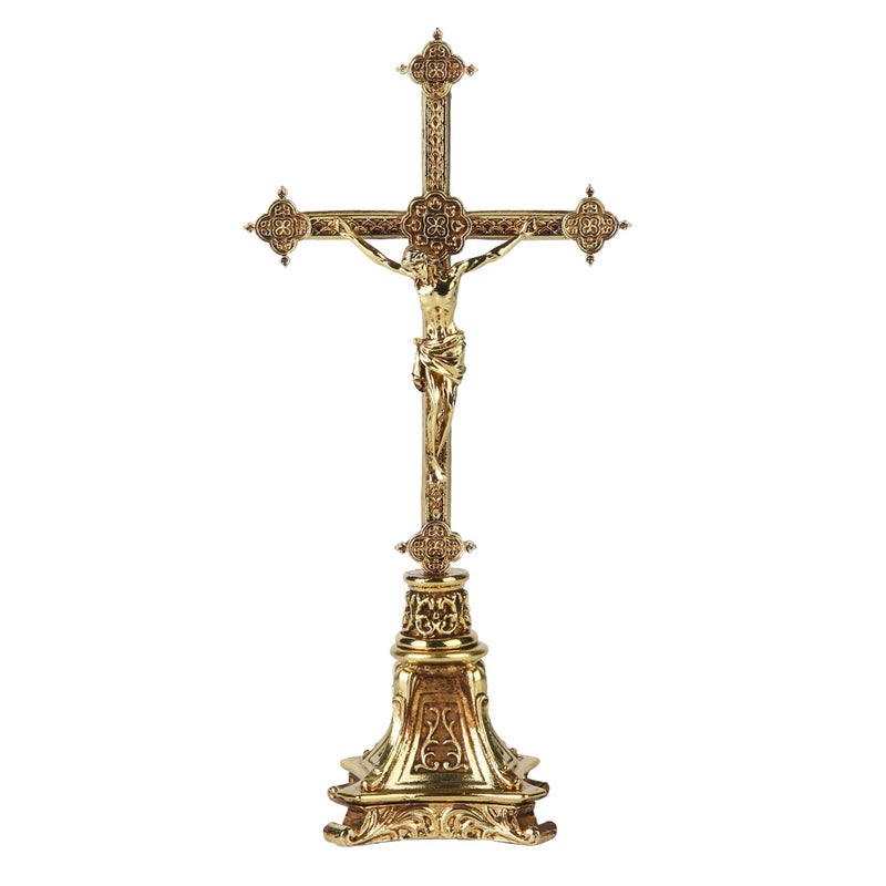 BC BUILDCLASSIC BC Catholic Metal Standing Crucifix, Jesus Christ Cross for Altar, Catholic Wedding Gifts, Devout Home Décor, 7.8" H Zinc Alloy with Gold Plating from Buildclassic - Image 4