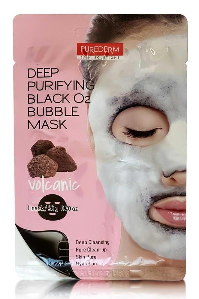 بيور ديرم قناع فقاعات الأكسجين الأسود الكوري البركاني – لتنقية البشرة وتنظيف المسام وترطيبها – 1 قناع (20غ)