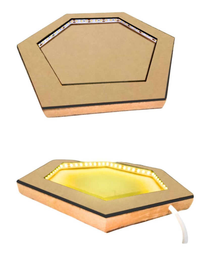 SNOOGG RGB Multicolour Lighted Hexagon shape Display Frame in 10 inch for highlighting your Photos and artwork Signs and messages signs art Doll house and endless application - Image 1