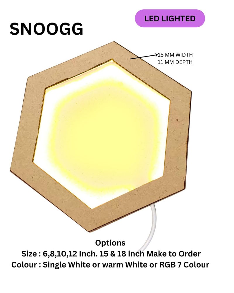 SNOOGG RGB Multicolour Lighted Hexagon shape Display Frame in 10 inch for highlighting your Photos and artwork Signs and messages signs art Doll house and endless application - Image 5