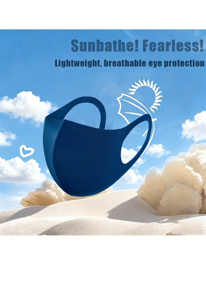 10 Pcs Reusable Fabric Face Masks, 3D Ergonomic Design Breathable & Washable Face Masks for Adults, Comfortable Earloop & Sun Protection,Haze blue and royal blue - Image 4