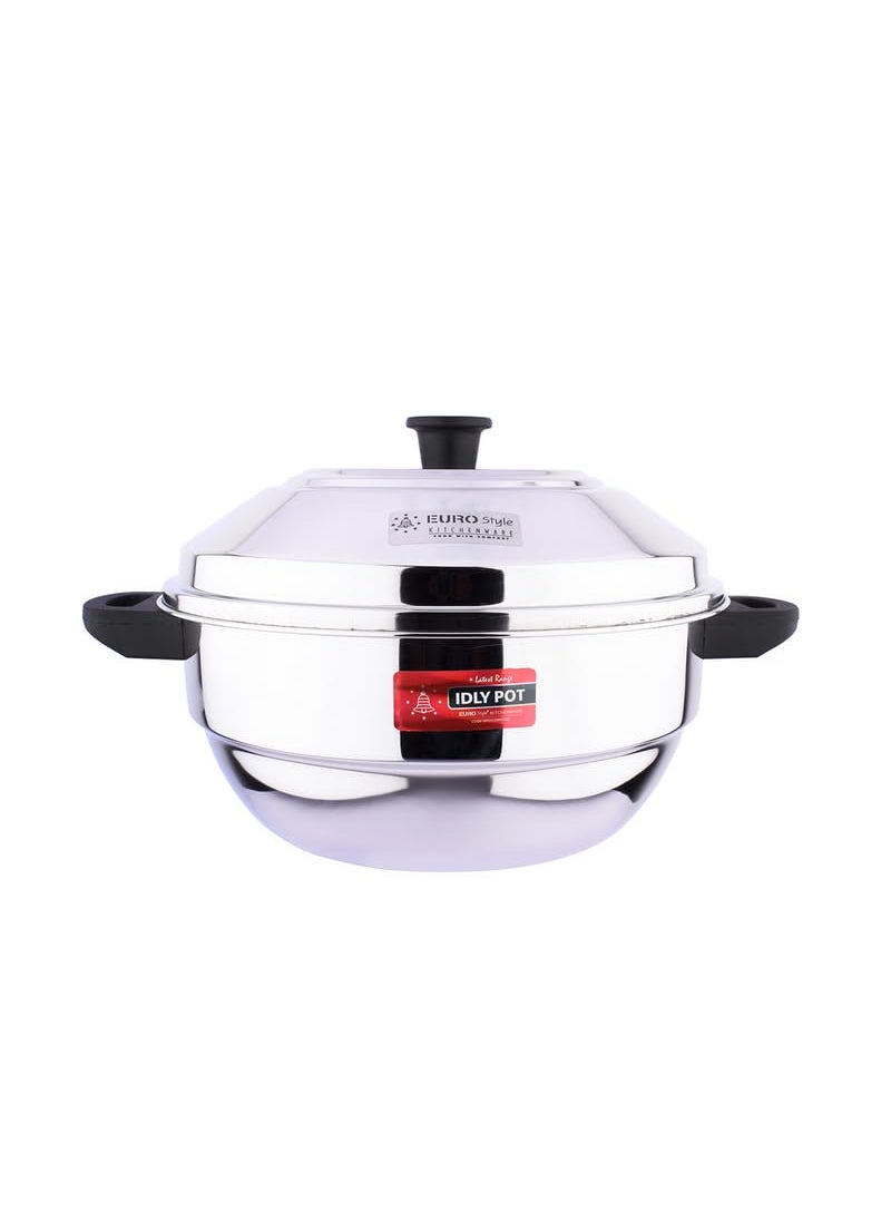 EUROstyle KITCHENWARE COOK WITH COMFORT Eurostyle Compact 21 Super Deluxe Stainless Steel Idli Cookware Steamer Idli Idiyappam Dhokla Vegetable Steamer2in 1 3 Idli Plates 21 idlis 6 Tumbler 1 Steamer Stainless Steel EUS_Comp_21_SupD  - Image 1